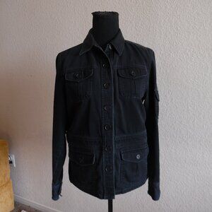 Jones New York Sport Military Denim Jacket Black SZ Med